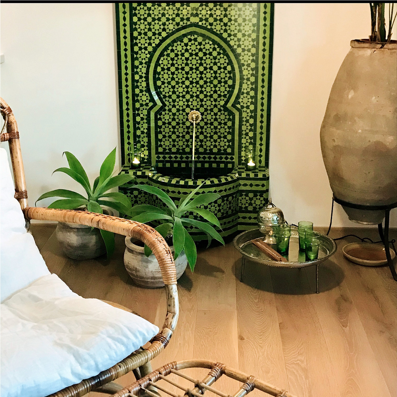 Orientalischer Mosaikbrunnen WARDA 130x70 cm Grün