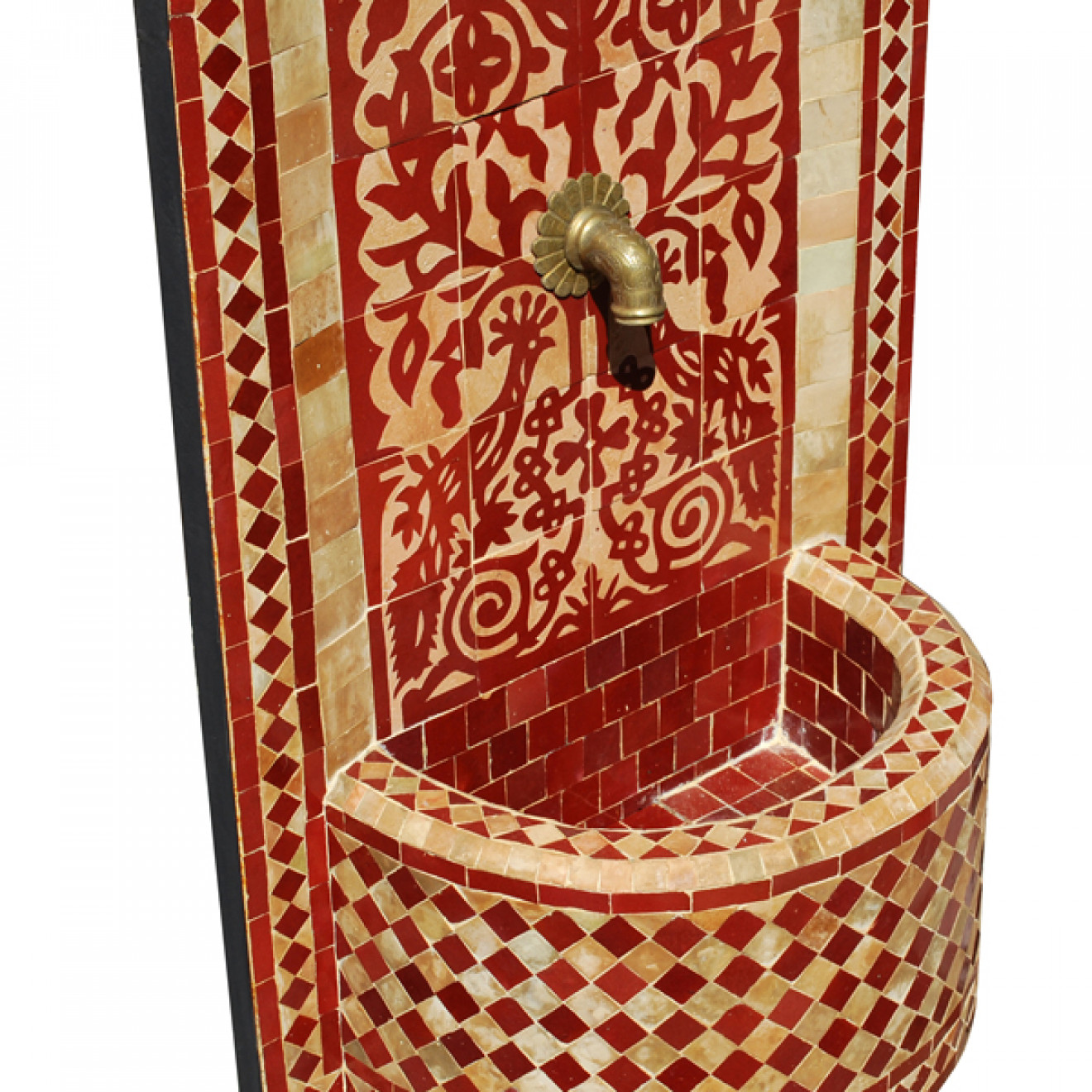 Mosaik Brunnen aus Marokko TAOUS H120 Rot