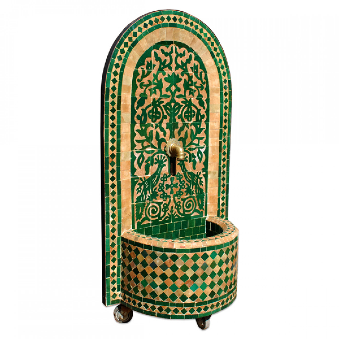 Mosaikbrunnen aus Marokko TAOUS H120cm grün