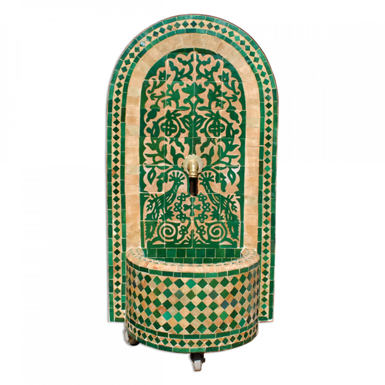 Mosaikbrunnen aus Marokko TAOUS H120cm grün
