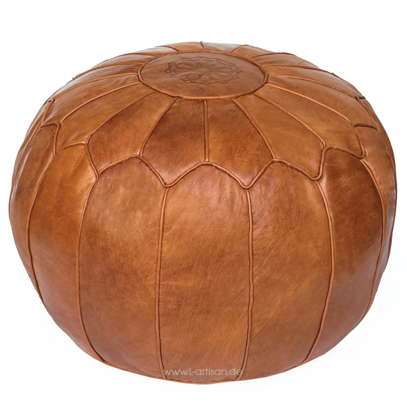 Marokkanisches Ledersitzkissen Rund cognac