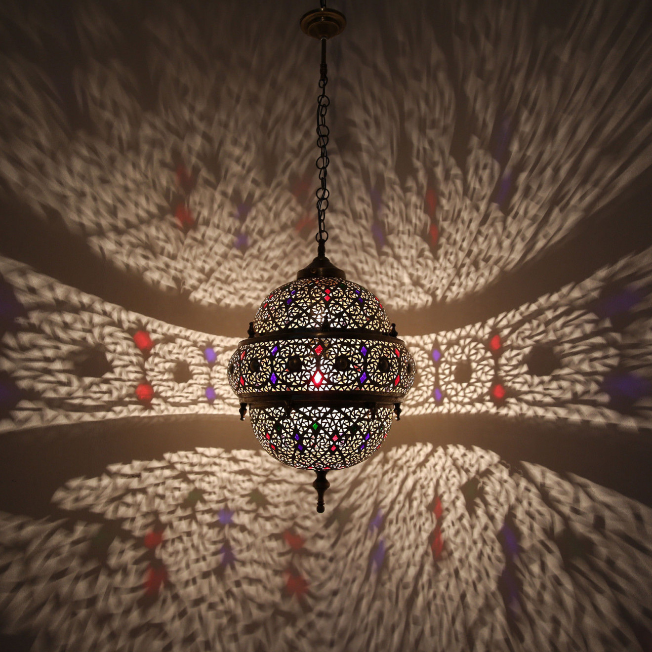 Orientalische Marokkanische Hängelampe aus MESSING FANTASIA