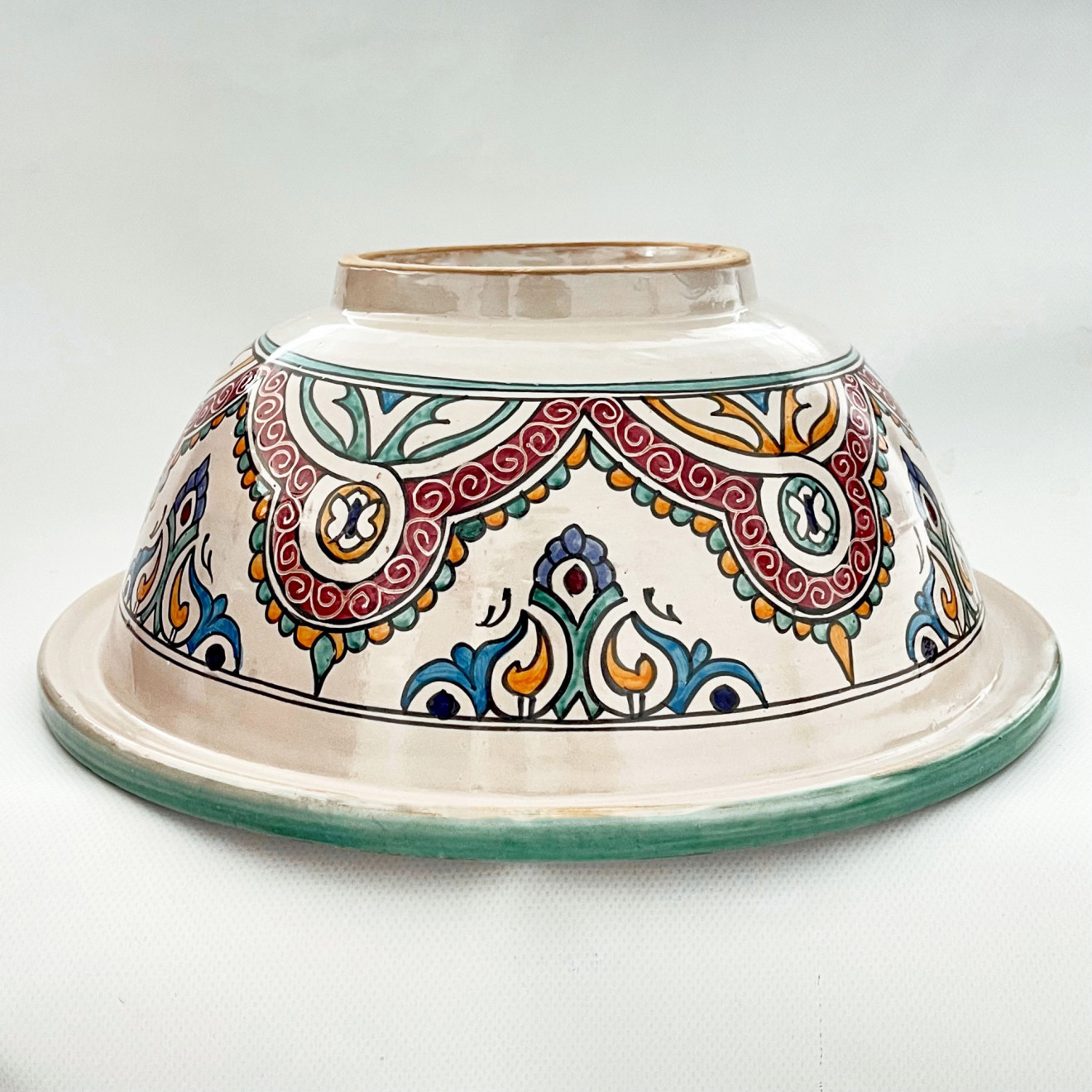 Handbemaltes Keramik Waschbecken aus Marokko MULTI-21 Ø40cm