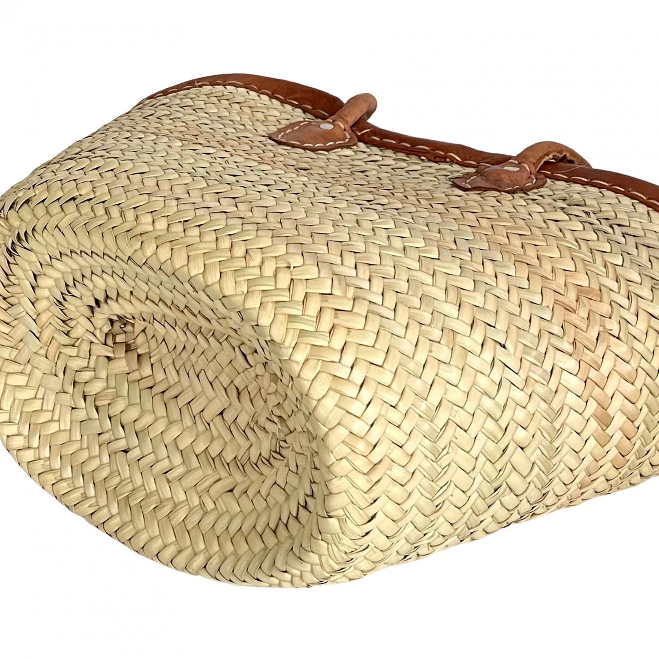 Kleine Korbtasche mit Lederrand und lange Ledergriffen SOUK-2