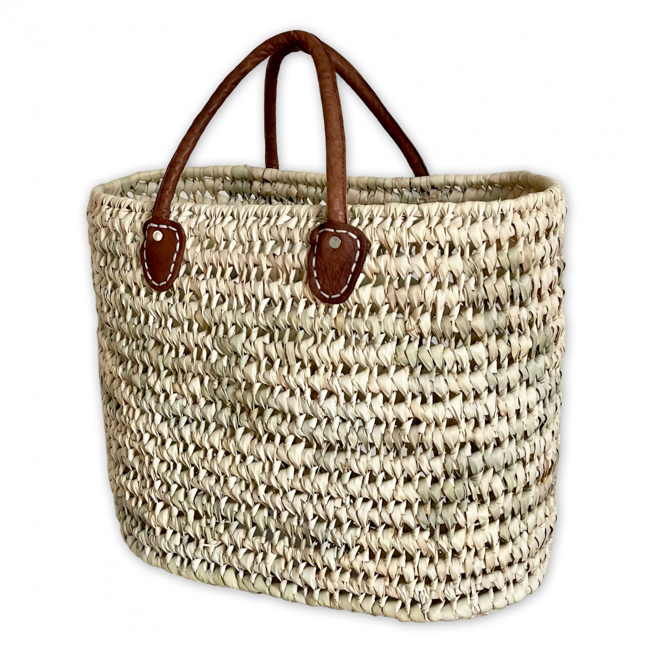 Handtasche aus Palmblatt mit Ledergriff LARA