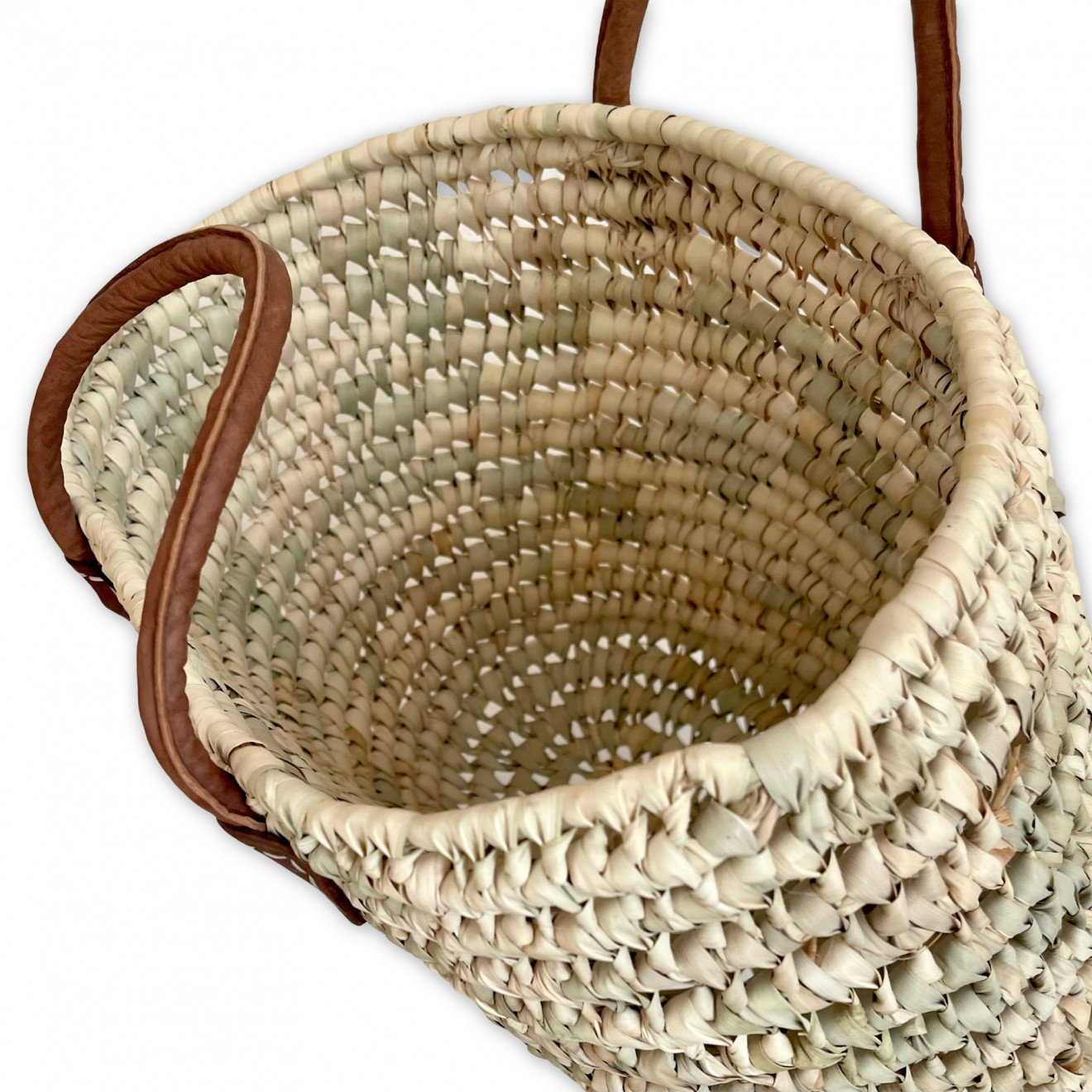 Handtasche aus Palmblatt mit Ledergriff LARA