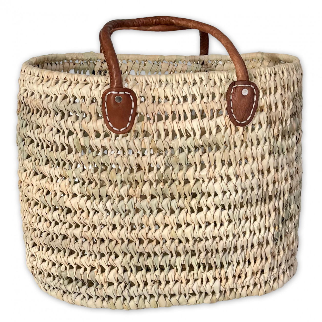 Handtasche aus Palmblatt mit Ledergriff LARA