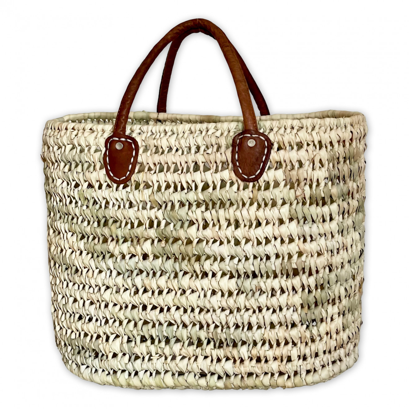 Handtasche aus Palmblatt mit Ledergriff LARA