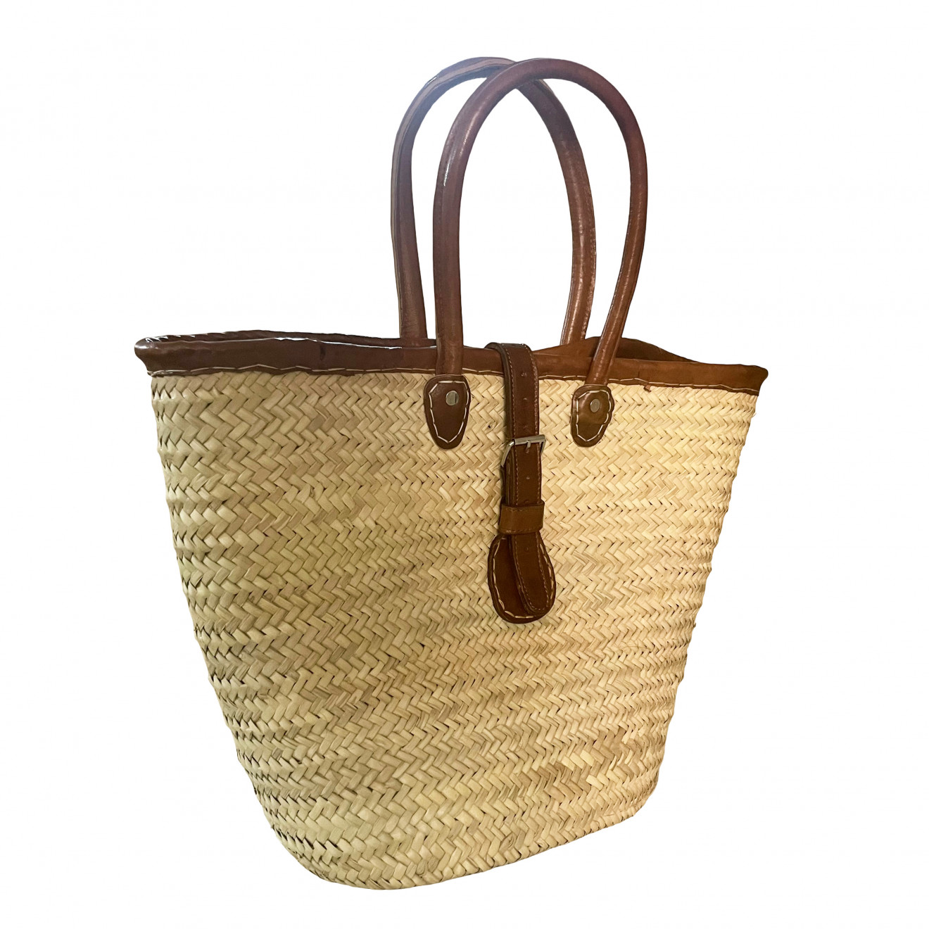 Korbtasche SOUK-3 mit Ledergriffen & Schnalle
