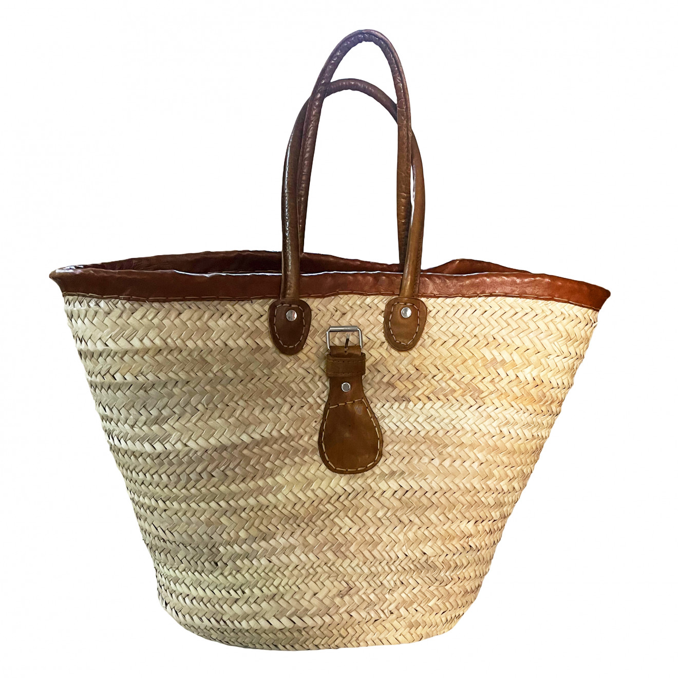 Korbtasche SOUK-3 mit Ledergriffen & Schnalle
