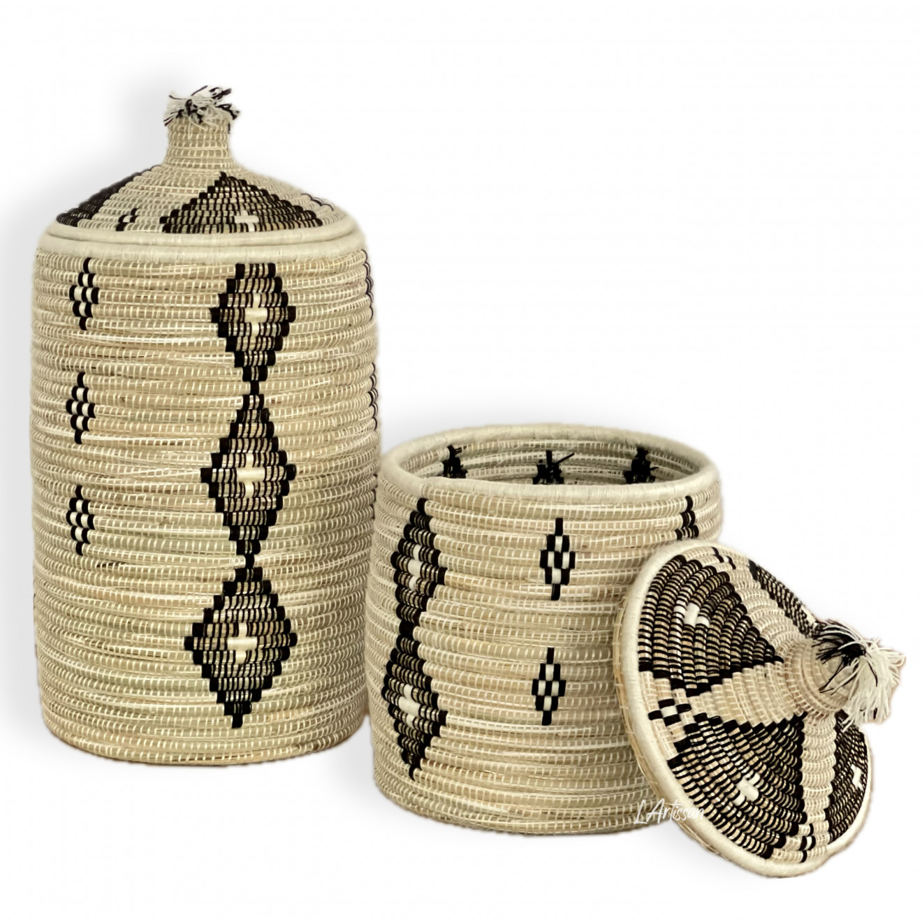 Runder Behälterkorb mit Deckel "Tabiga"