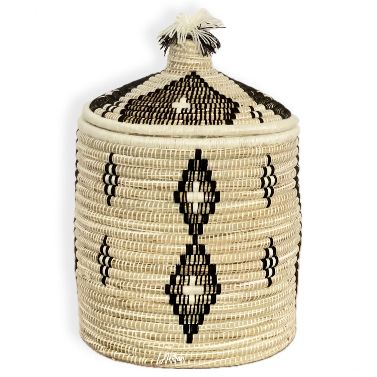 Runder Behälterkorb mit Deckel "Tabiga"