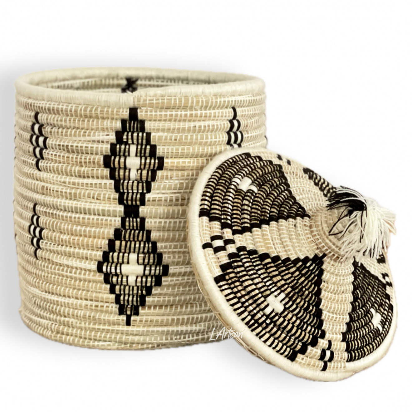 Runder Behälterkorb mit Deckel "Tabiga"