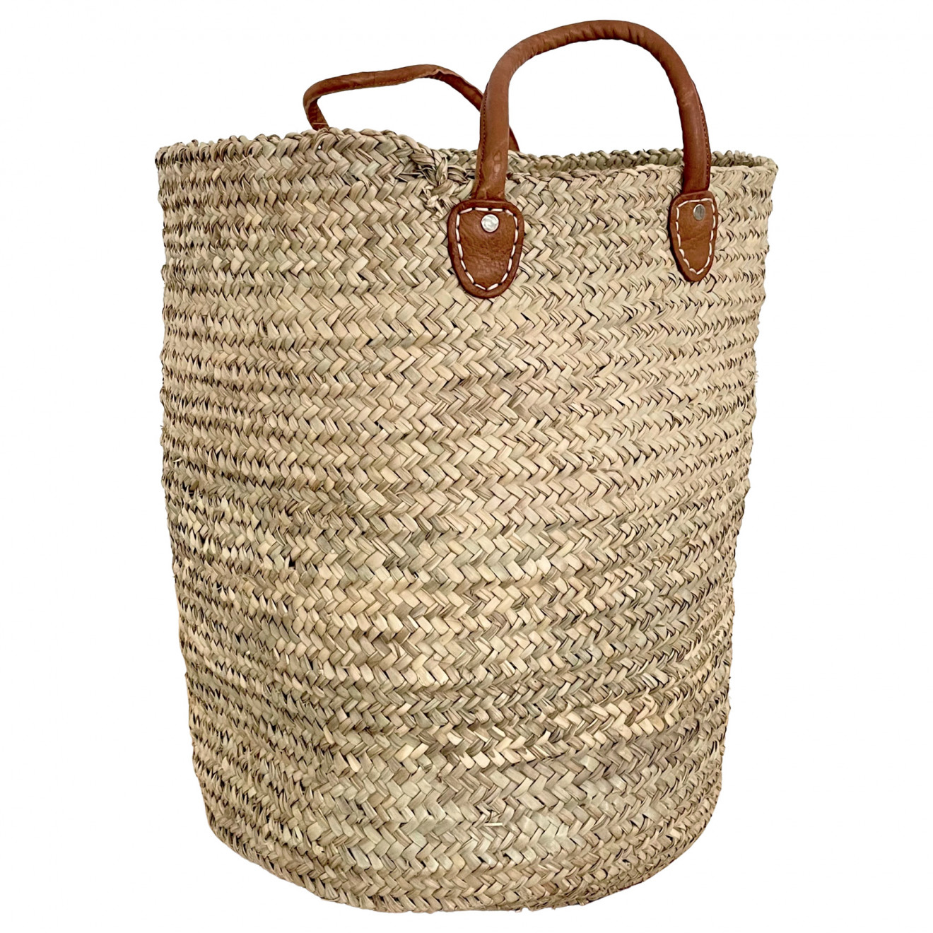 Palmblatt-Korb mit Ledergriffen MEDINA