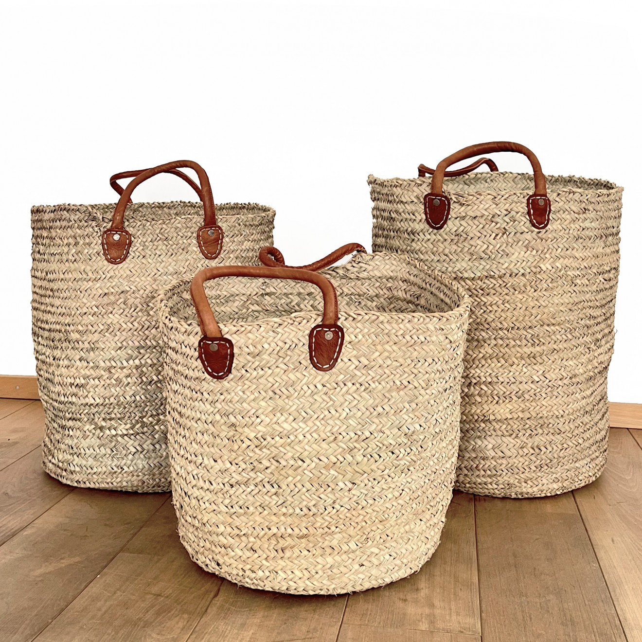 XL Palmblatt-korb mit Ledergriffen MEDINA