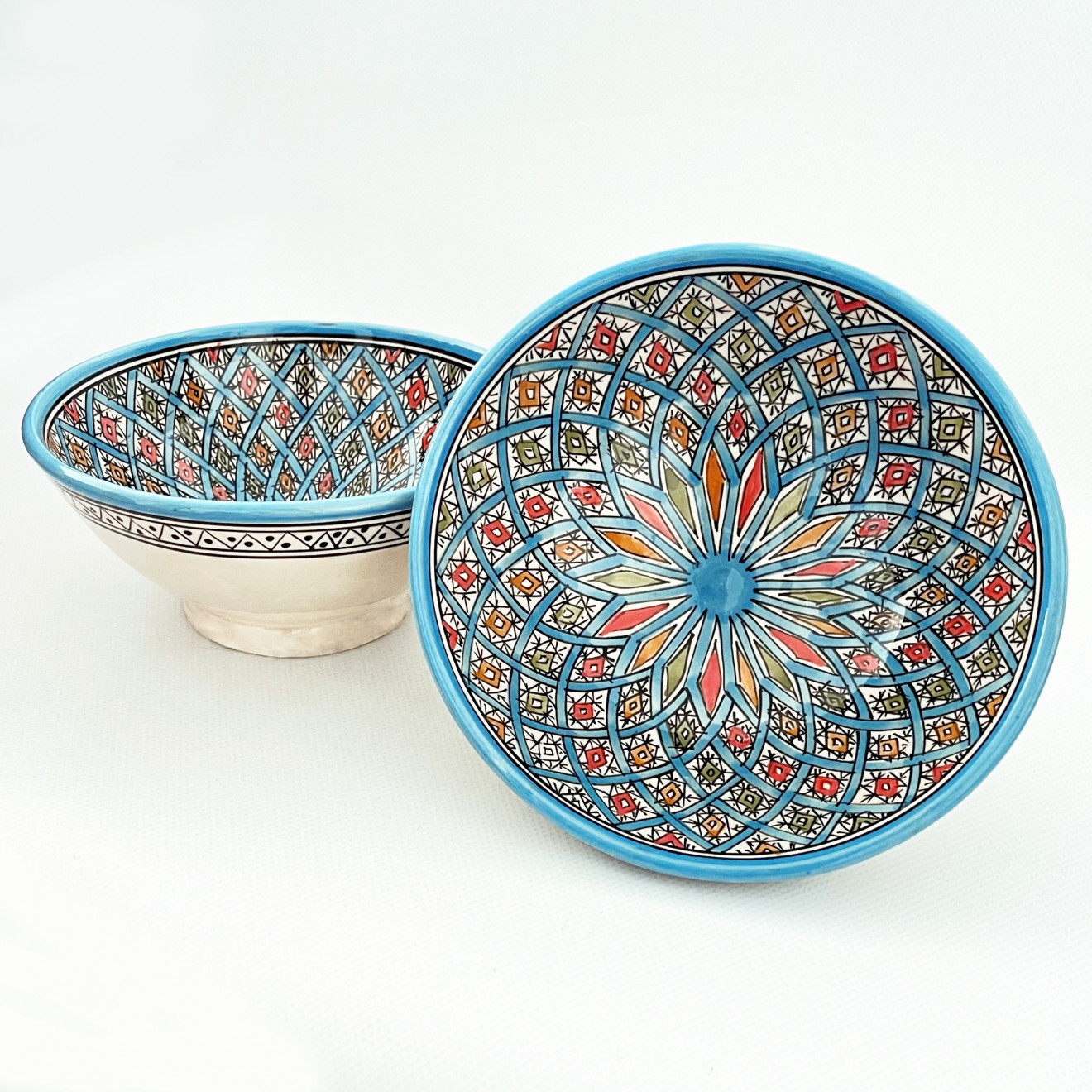 Marokkanische Keramik Schale Safi Türkis Ø20 cm – handbemalt