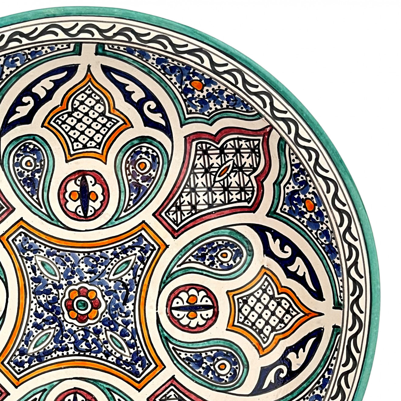 Schwere Bunte Keramikschale handbemalt FES-09 Ø40cm