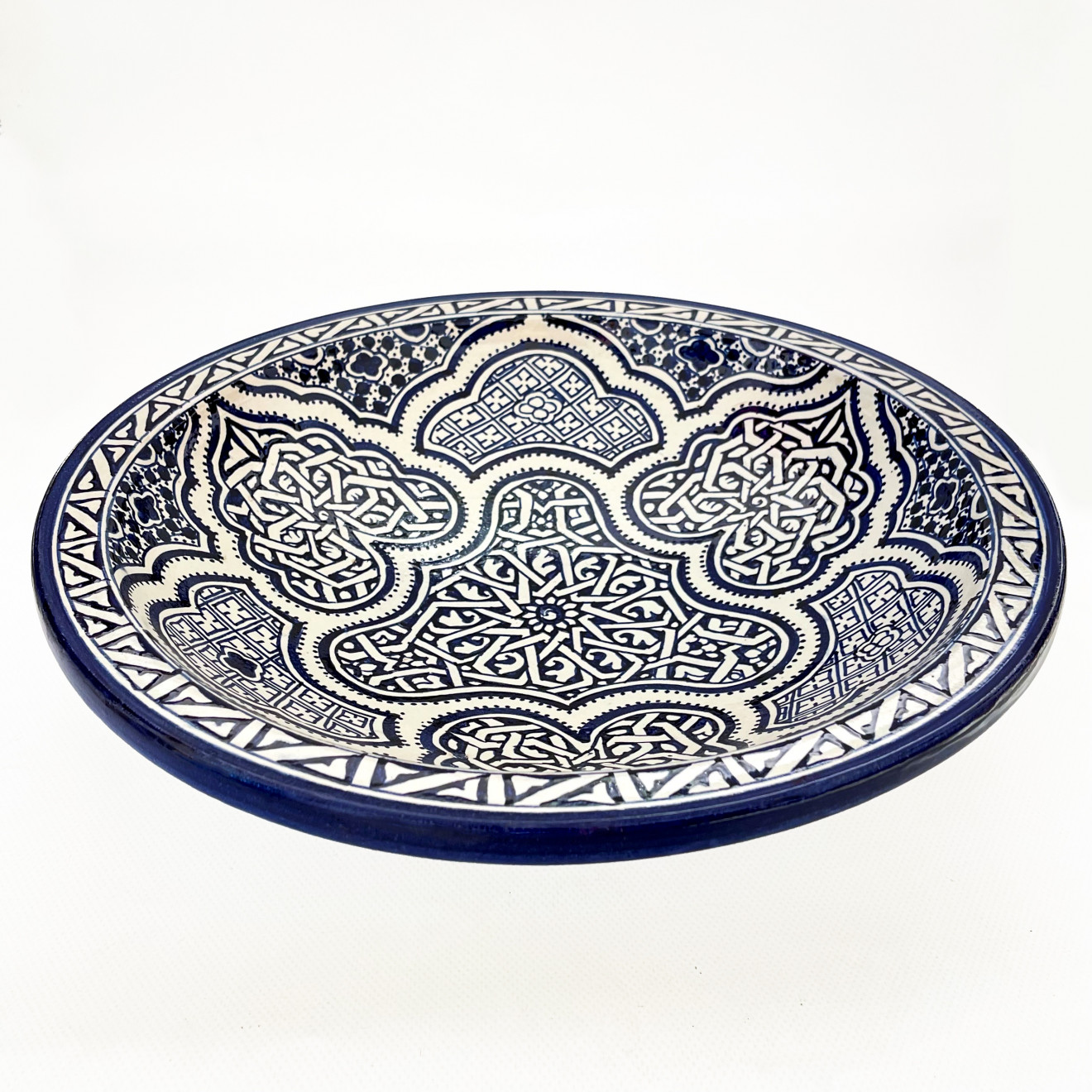 Schwere Keramik Schale aus FES blau-Weiß FES-016 Ø40cm