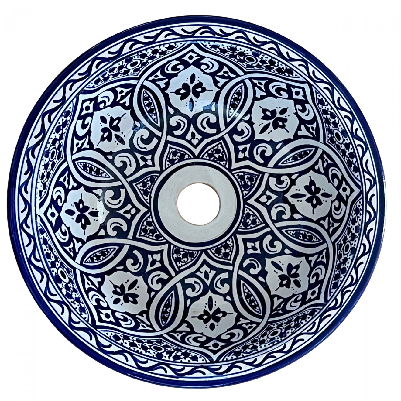 Marokkanisches Keramik-Waschbecken Blau Ø35 cm