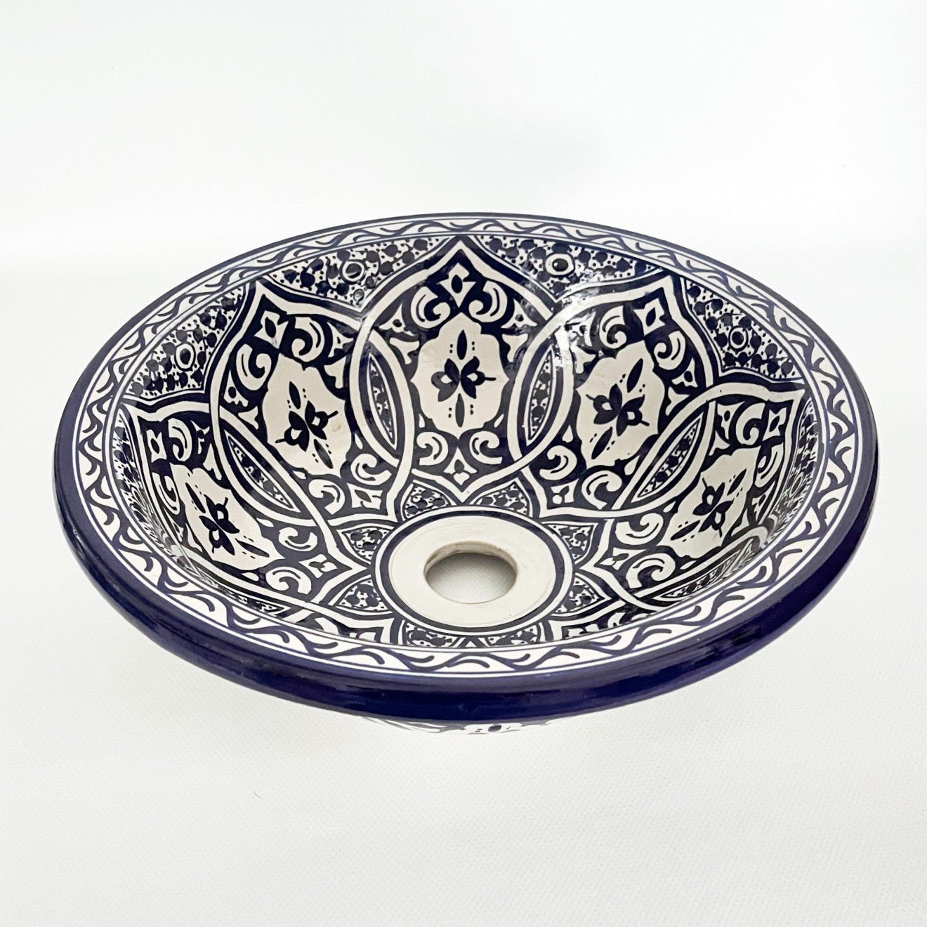 Marokkanisches Keramik-Waschbecken Blau Ø35 cm
