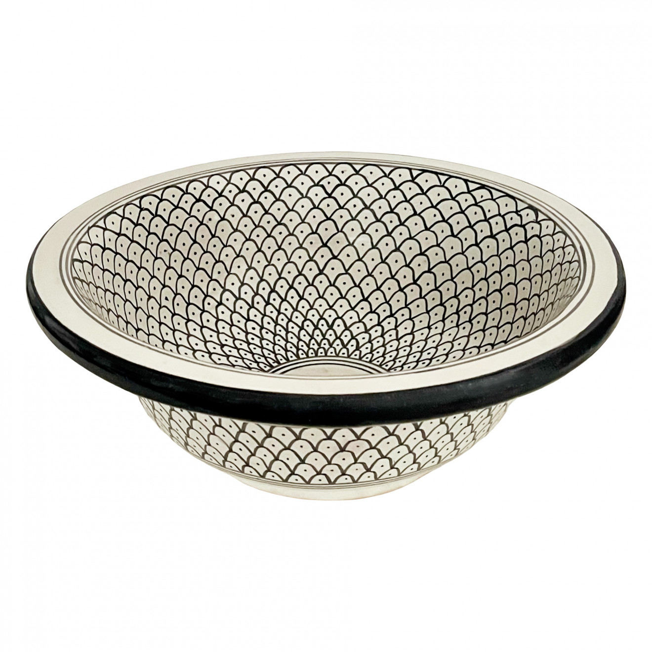 Handbemaltes Waschbecken Schwarz-Weiss Ø35 cm