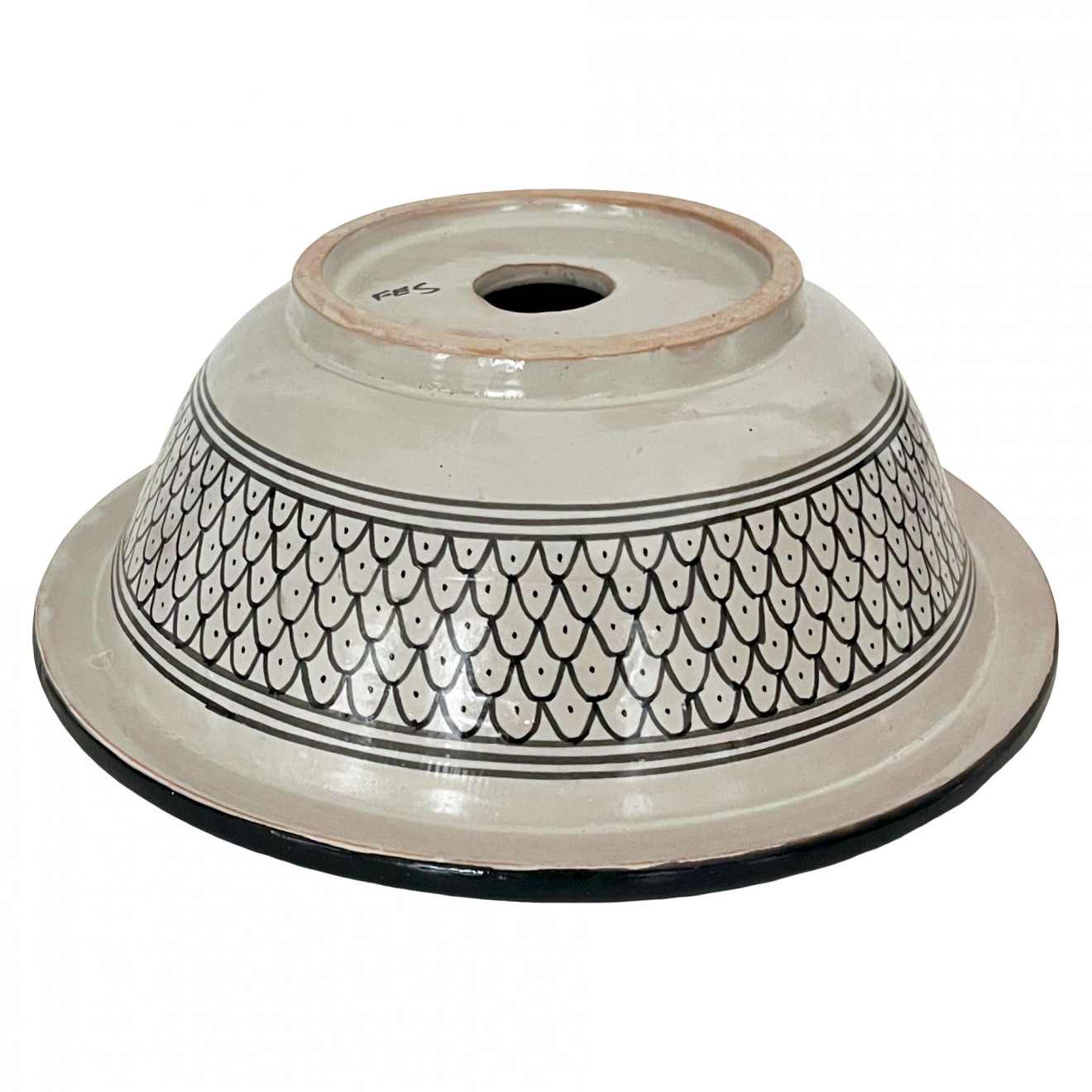 Handbemaltes Waschbecken Schwarz-Weiss Ø35 cm