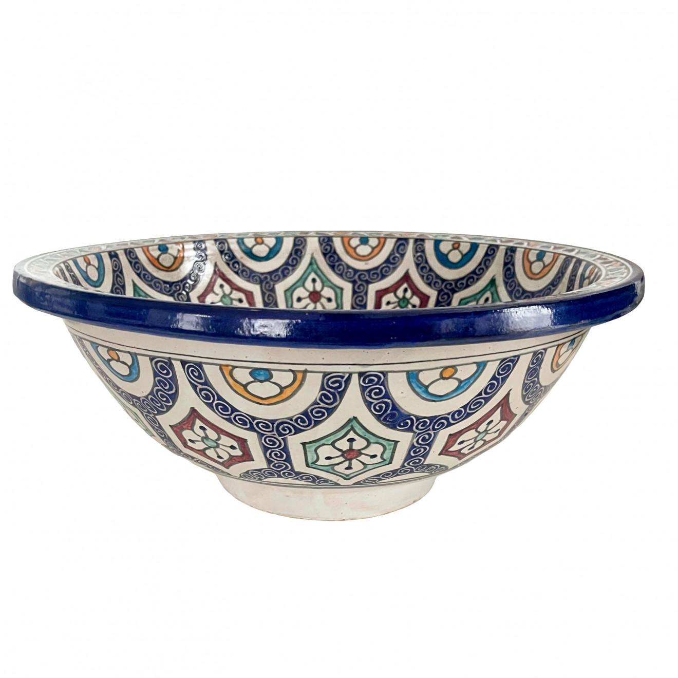 Aufsatzwaschbecken handbemalt aus Keramik FES-I D40cm