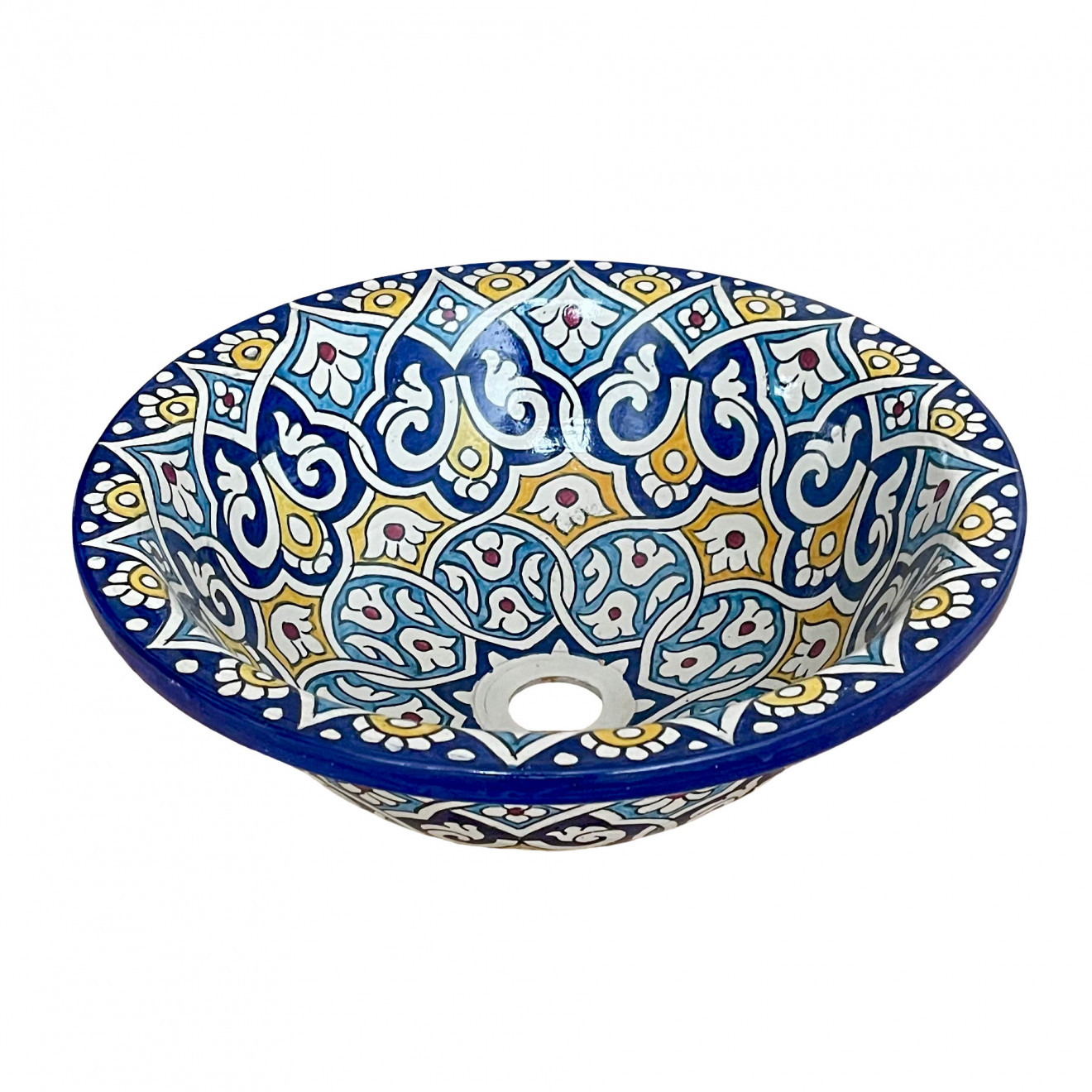 Handbemalte Keramik Waschschüssel MULTI-10 D40cm