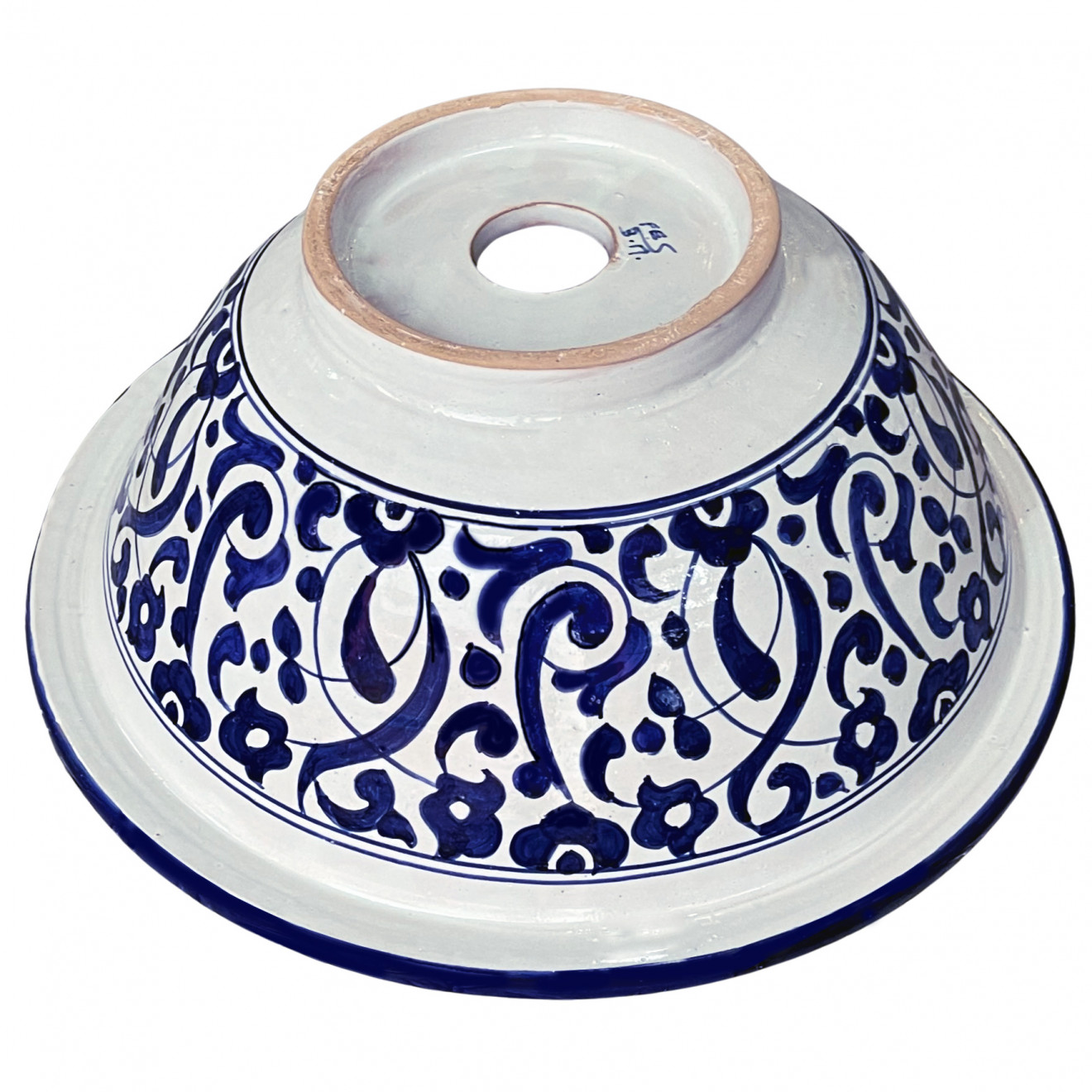 Orientalisches Waschbecken handbemalt aus Keramik FES-VII Blau D40cm