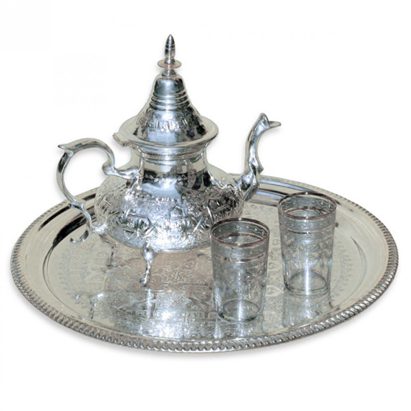 Orientalisches Teetablett D39cm flach