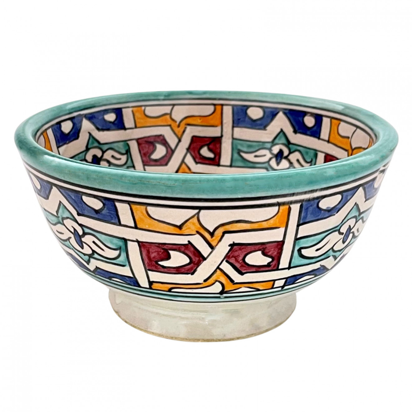 Bunte Keramik Schüssel aus Marokko FES-063 Ø18cm