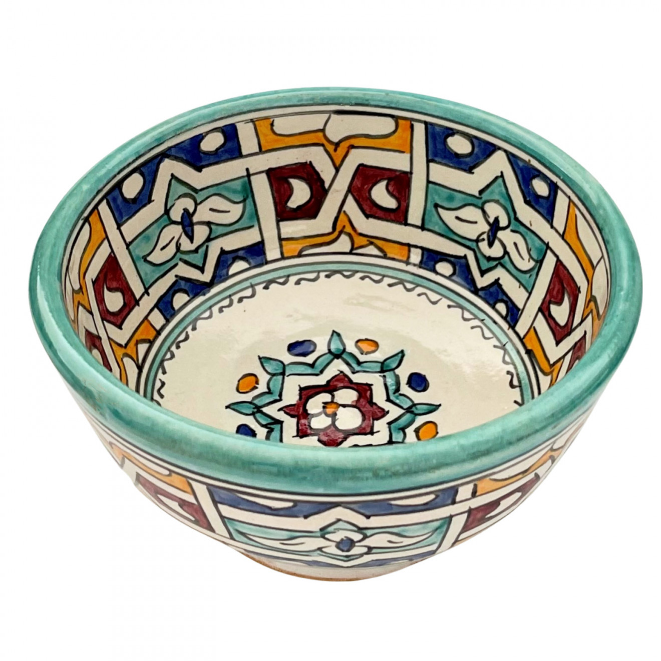 Bunte Keramik Schüssel aus Marokko FES-063 Ø18cm