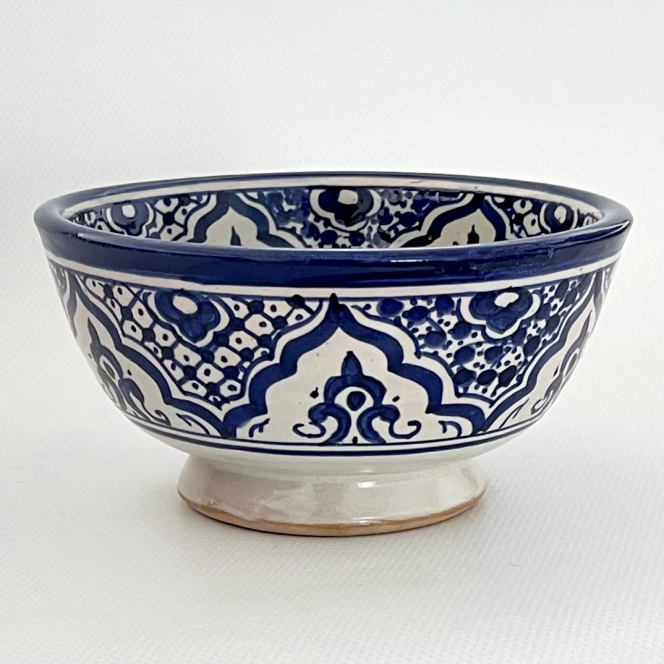 Keramikschüssel aus Marokko blau-Weiß FES-055 Ø18cm