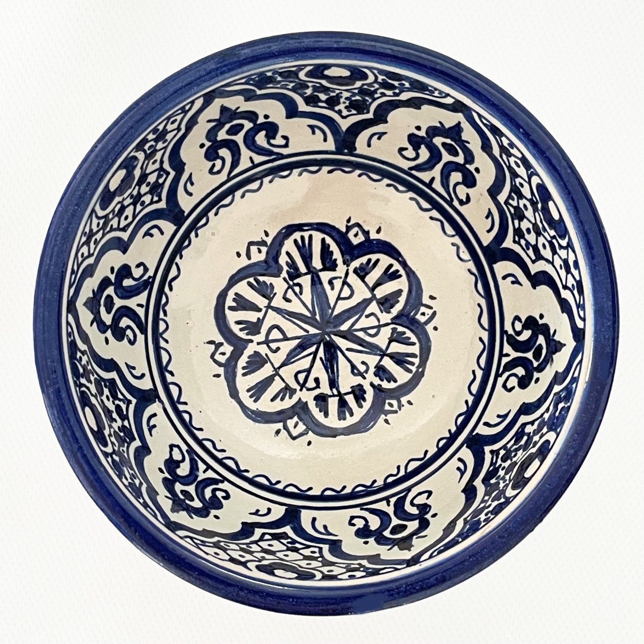 Keramikschüssel aus Marokko blau-Weiß FES-055 Ø18cm
