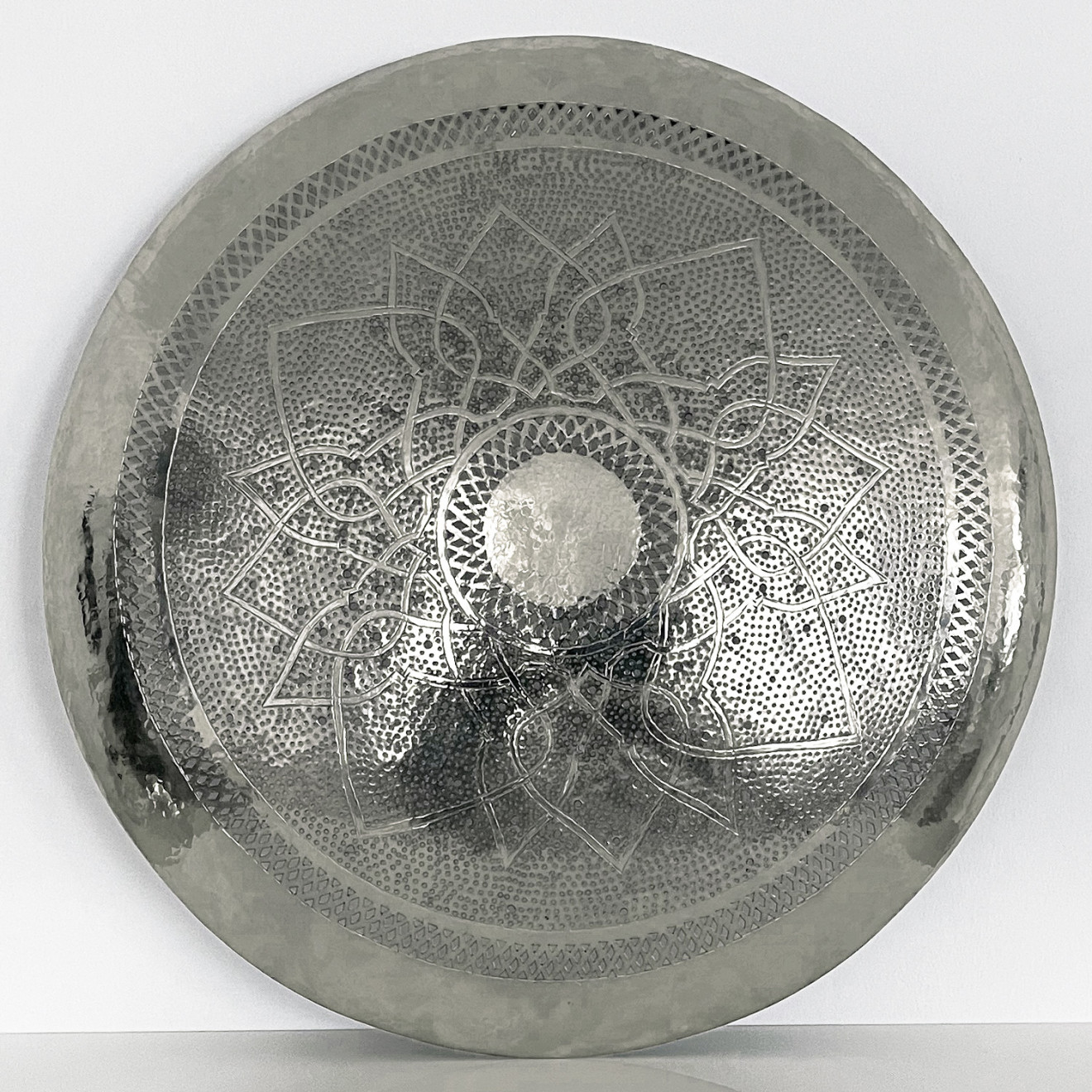 Orientalische Messing Wandlampe DORA ZWAK Silber Ø80cm