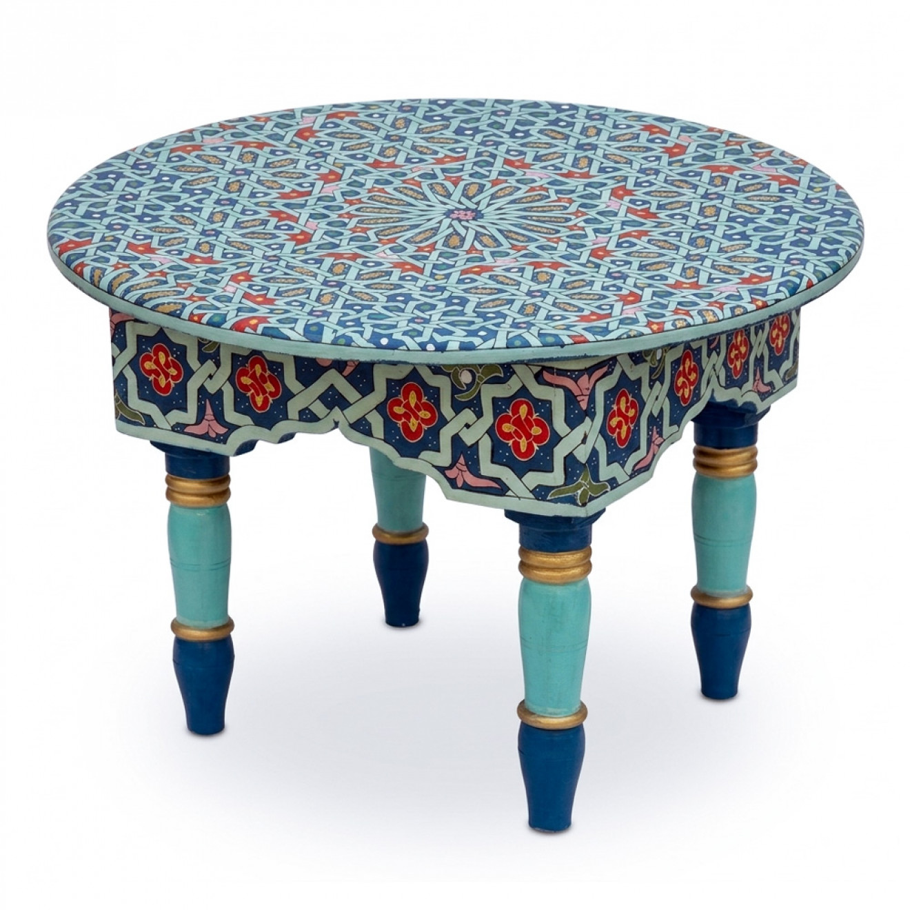 Runder orientalischer Teetisch MIDA blau