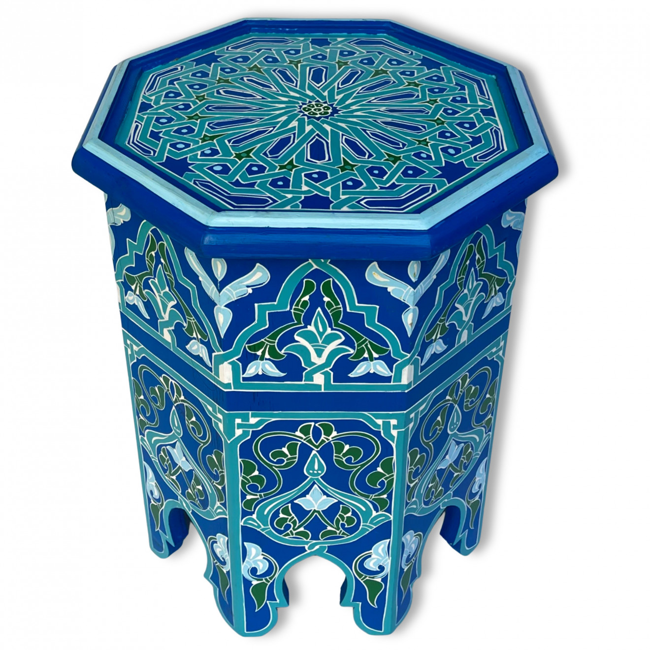 Marokkanischer Beistelltisch Handbemalt Blau
