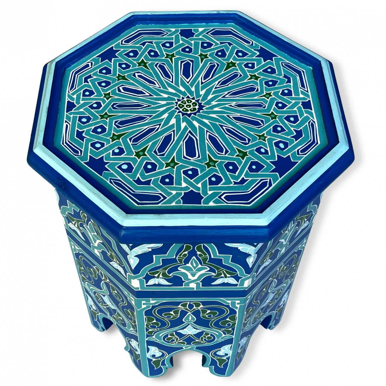 Marokkanischer Beistelltisch Handbemalt Blau