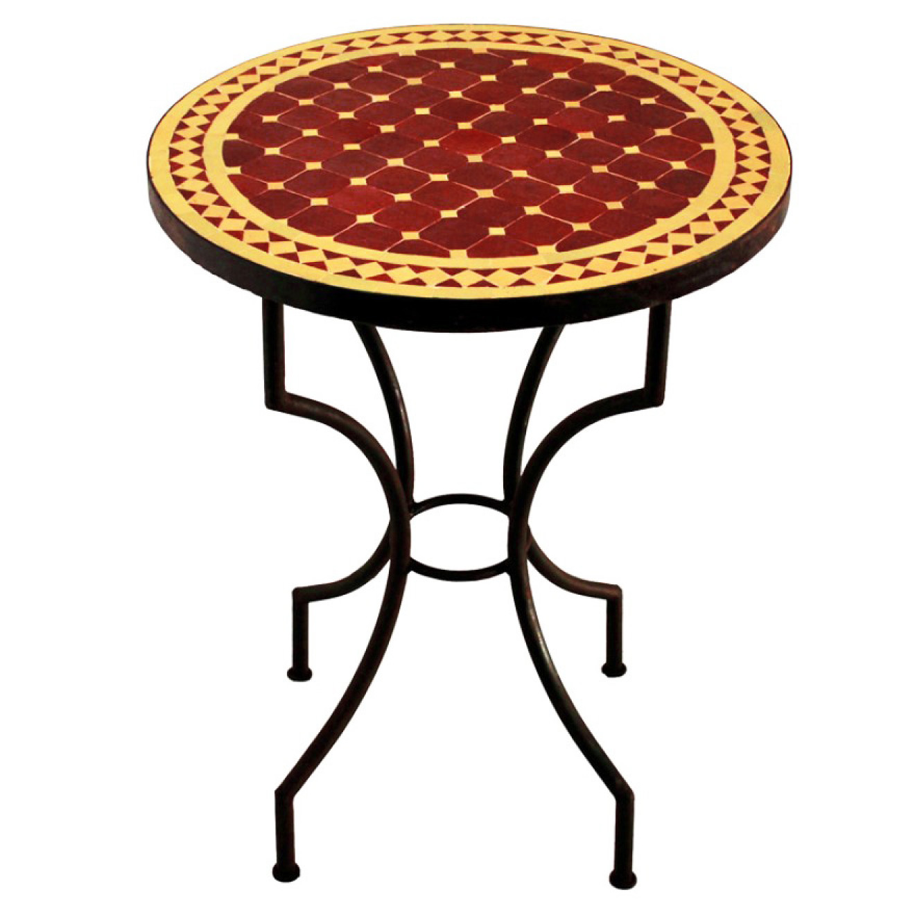 Bistrotisch aus Mosaik D60cm BIDAK-Bordeaux/Gelb