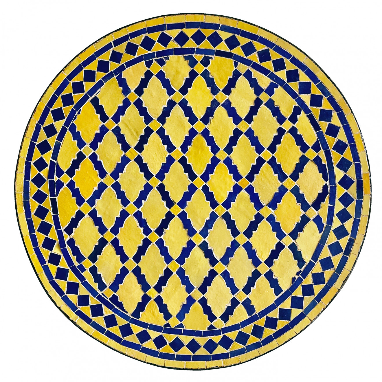 Kacheltisch aus Marokko DARJA gelb/blau Ø60cm