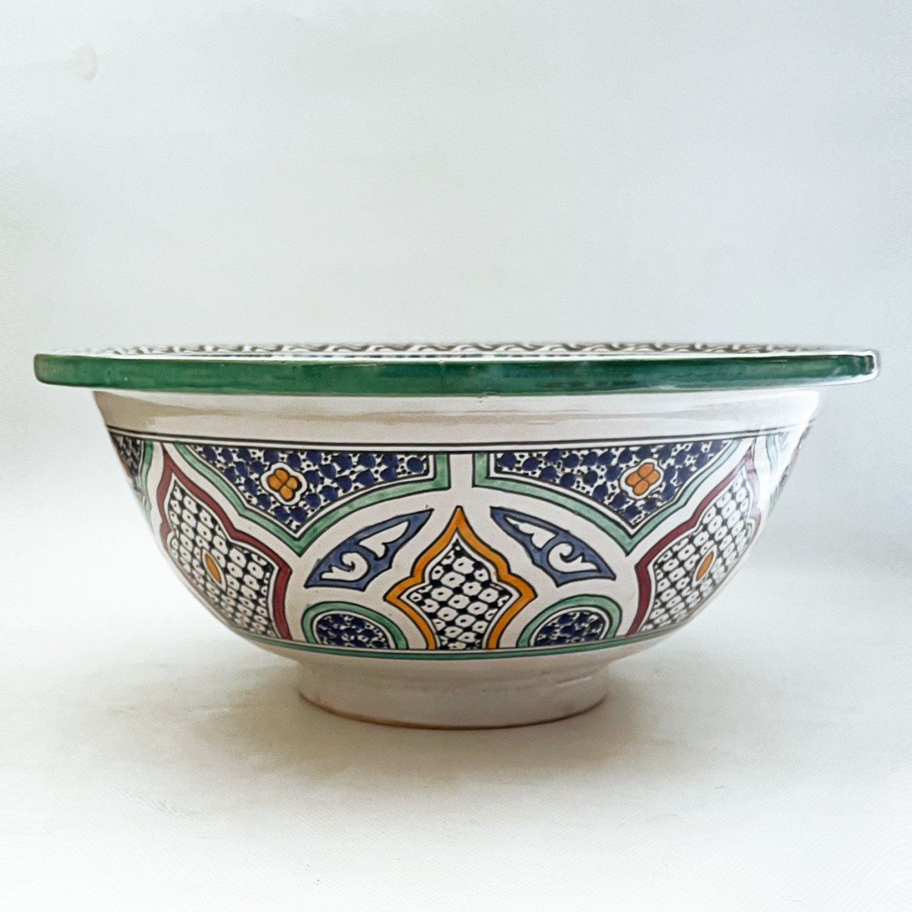 Marokkanische Waschschüssel handbemalt aus Keramik FES-IV D42cm