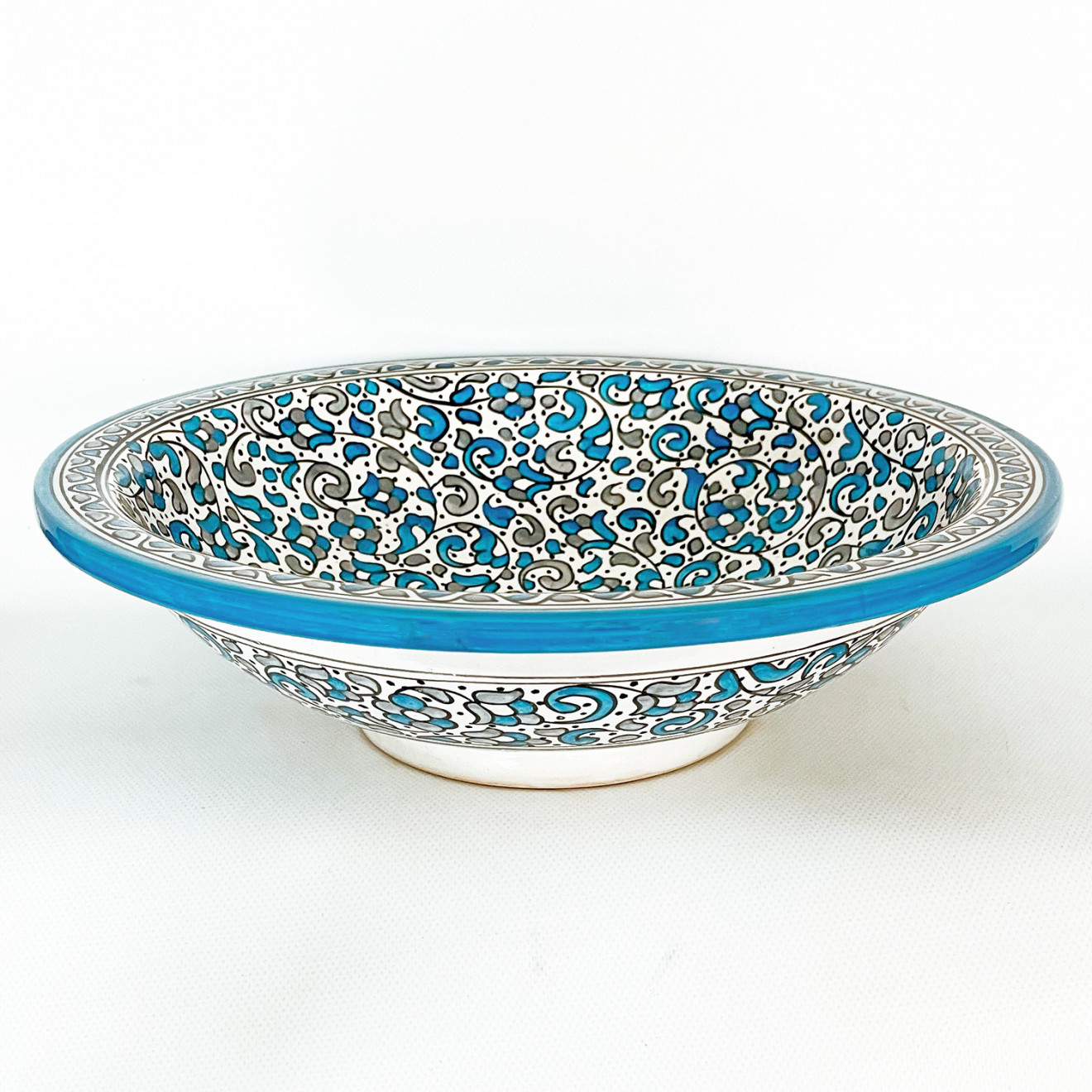 Marokkanisches handbemaltes Keramik-Waschbecken FES-IX D40cm