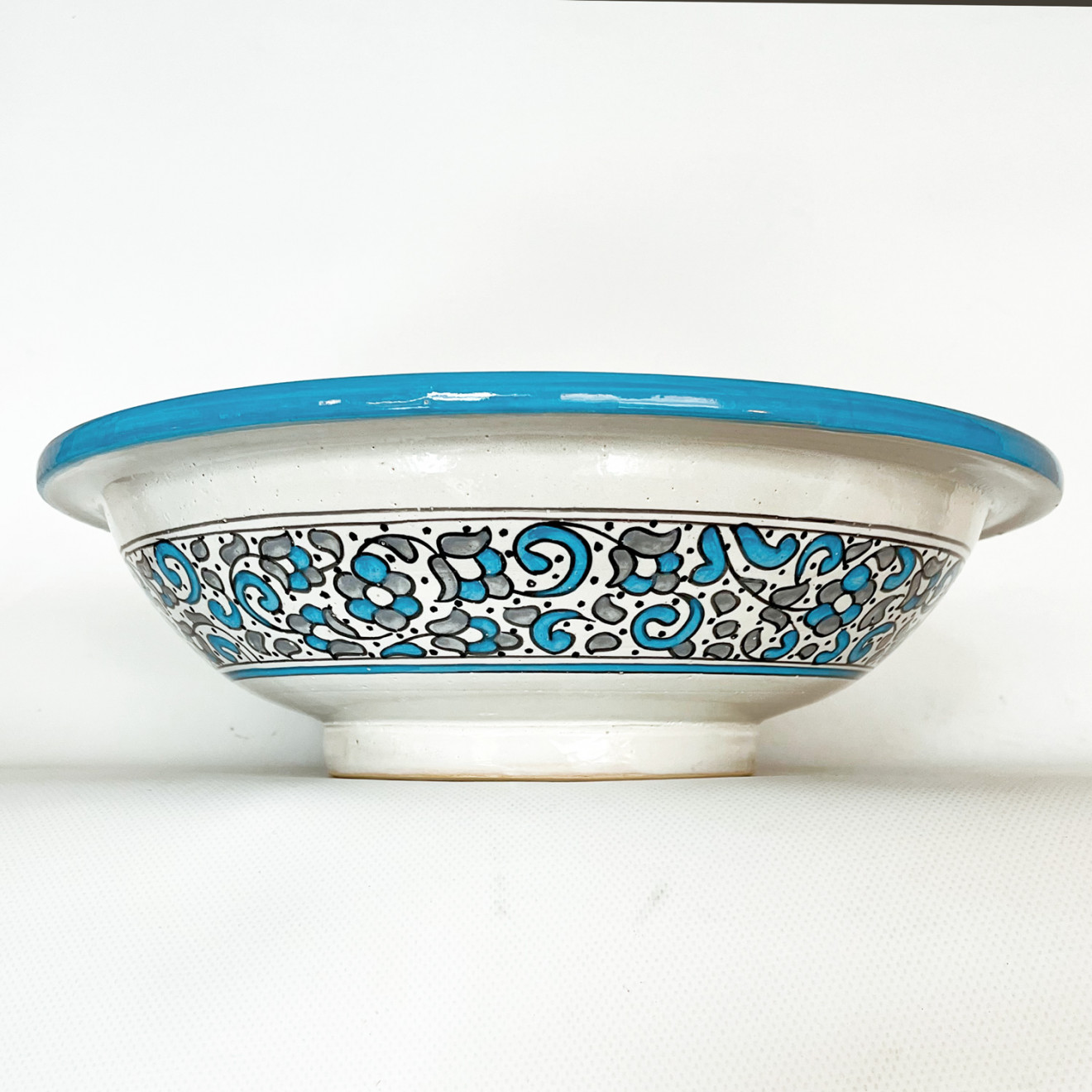 Marokkanisches handbemaltes Keramik-Waschbecken FES-IX D40cm