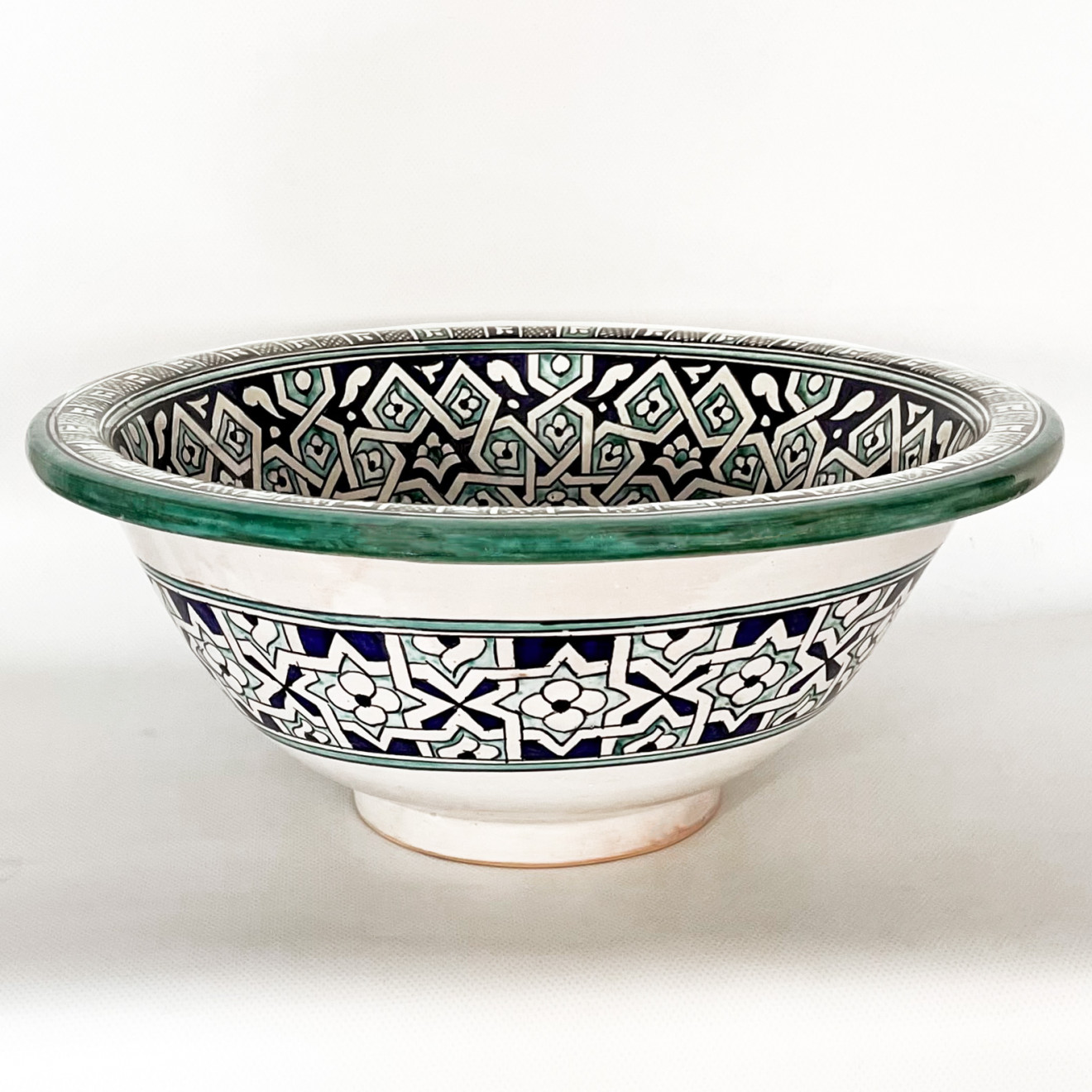 Marokkanisches Waschbecken handbemalt aus Keramik FES-VIII D40cm