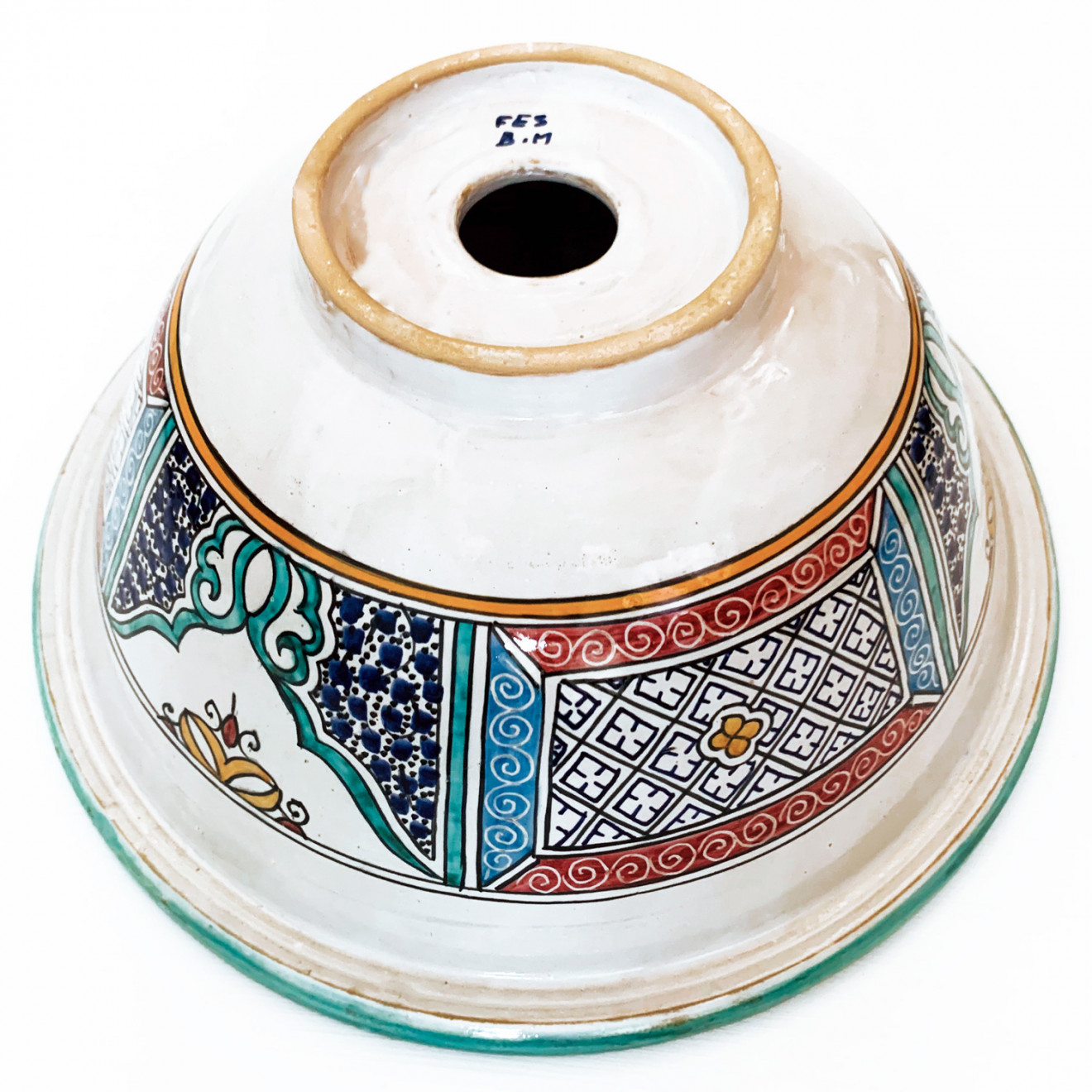 Handbemaltes Waschbecken aus Marokko FES-MULTI-9 Ø40cm