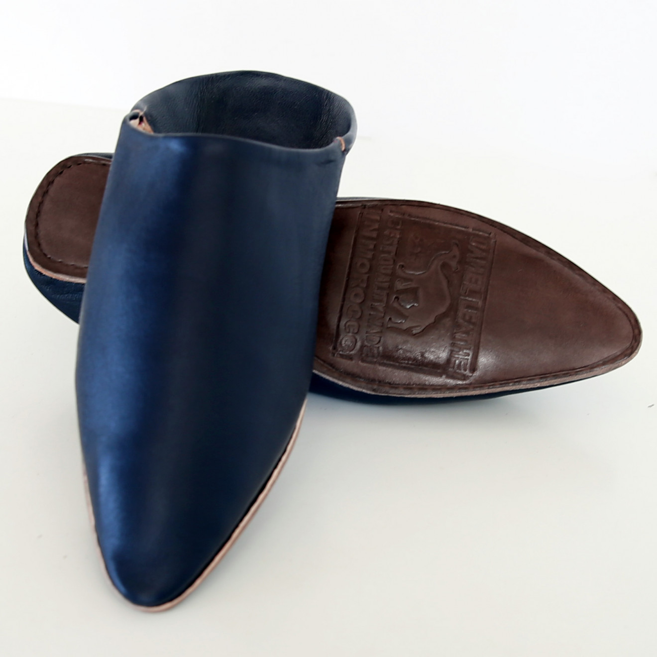 Marokkanische Leder Babouche FEZ Blau Gr. 40-44