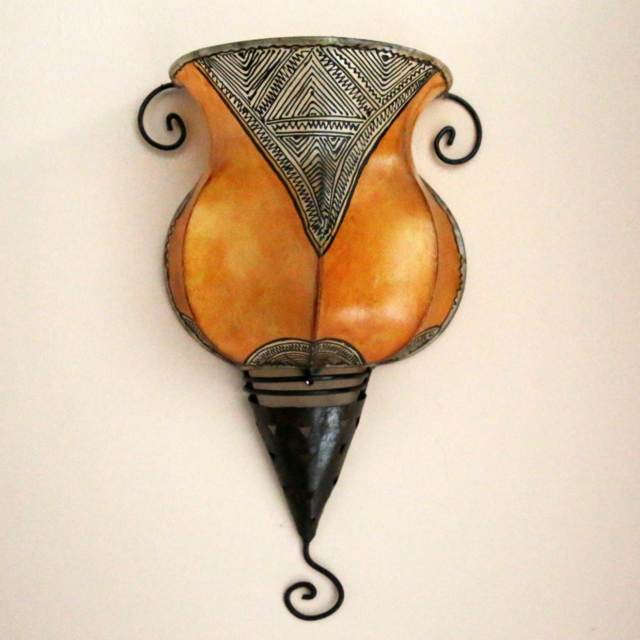 Marokkanische Leder-Wandleuchte GEDIRA gelb