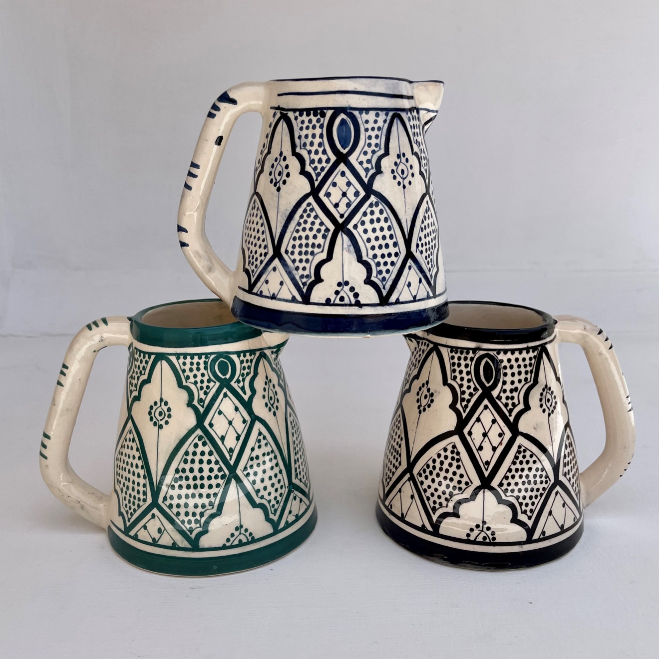 Handbemalte Keramik-Karaffe 500ml Grün