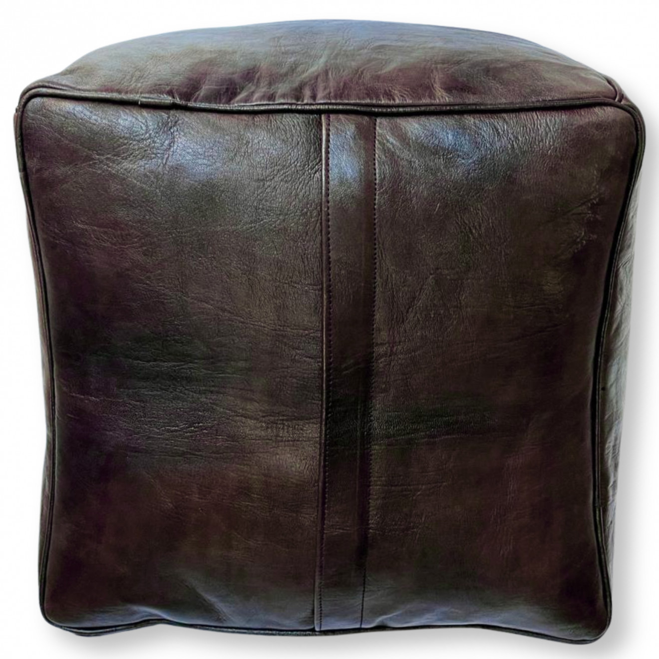 Marokkanisches Ledersitzkissen quadratisch dunkelbraun
