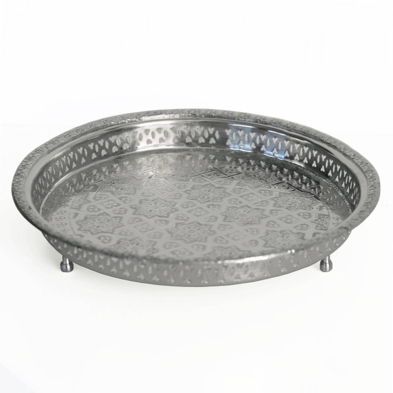 Marokkanisches Teetablett rund D27cm mit hohem Rand